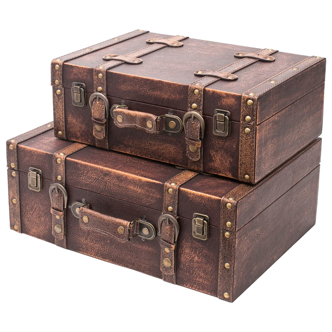 HMF VKO103 Vintage Koffer aus Holz | 2er Set | Versch. Grössen | Deko Klassik 2er Set Klassik, 2er S