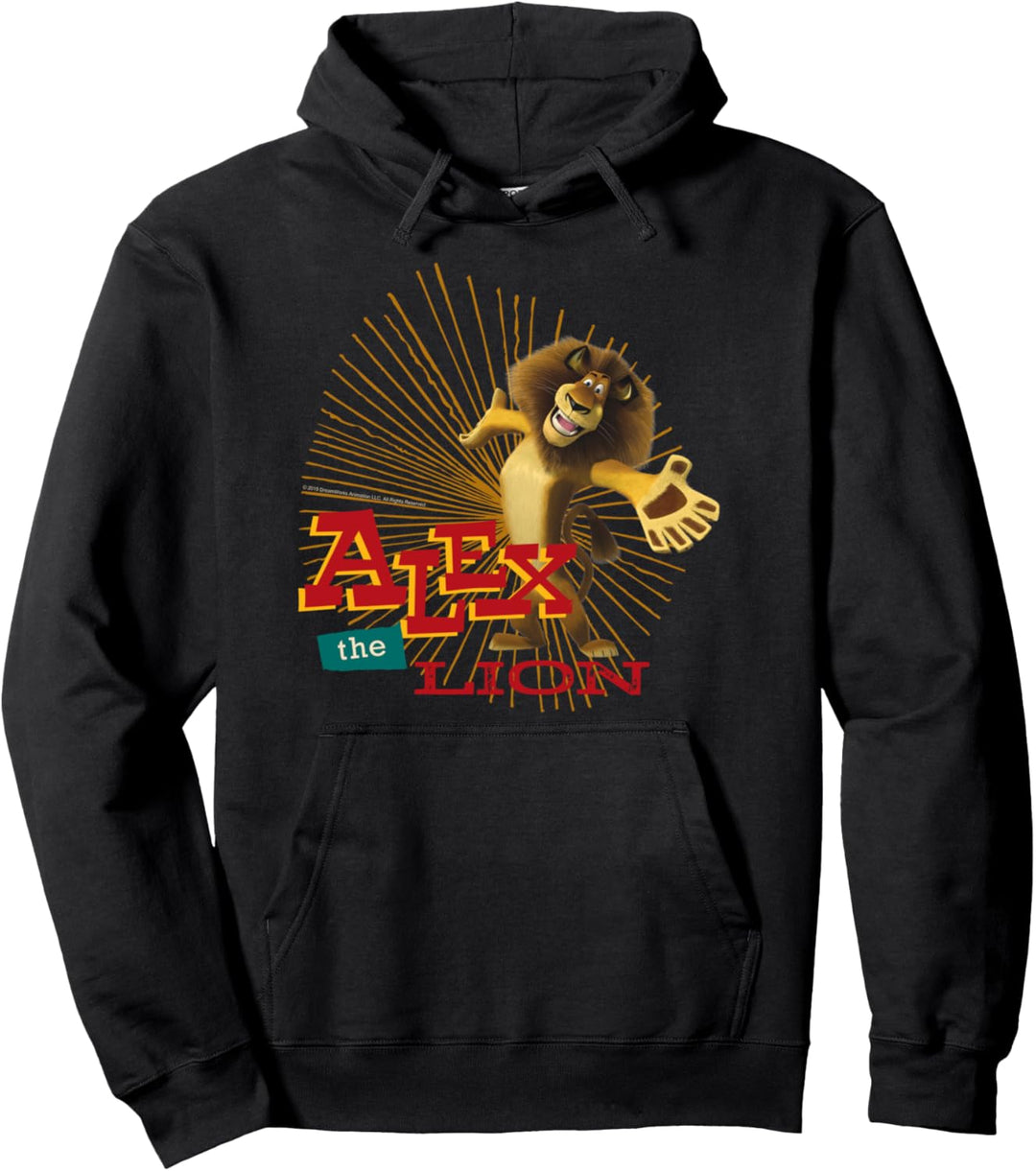 Madagascar Alex The Lion Text Poster Pullover Hoodie