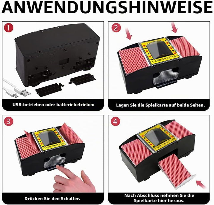 Ni-SHEN automatischer Kartenmischer für 2 Decks, USB-/batteriebetrieben, elektrischer Kartenmischer