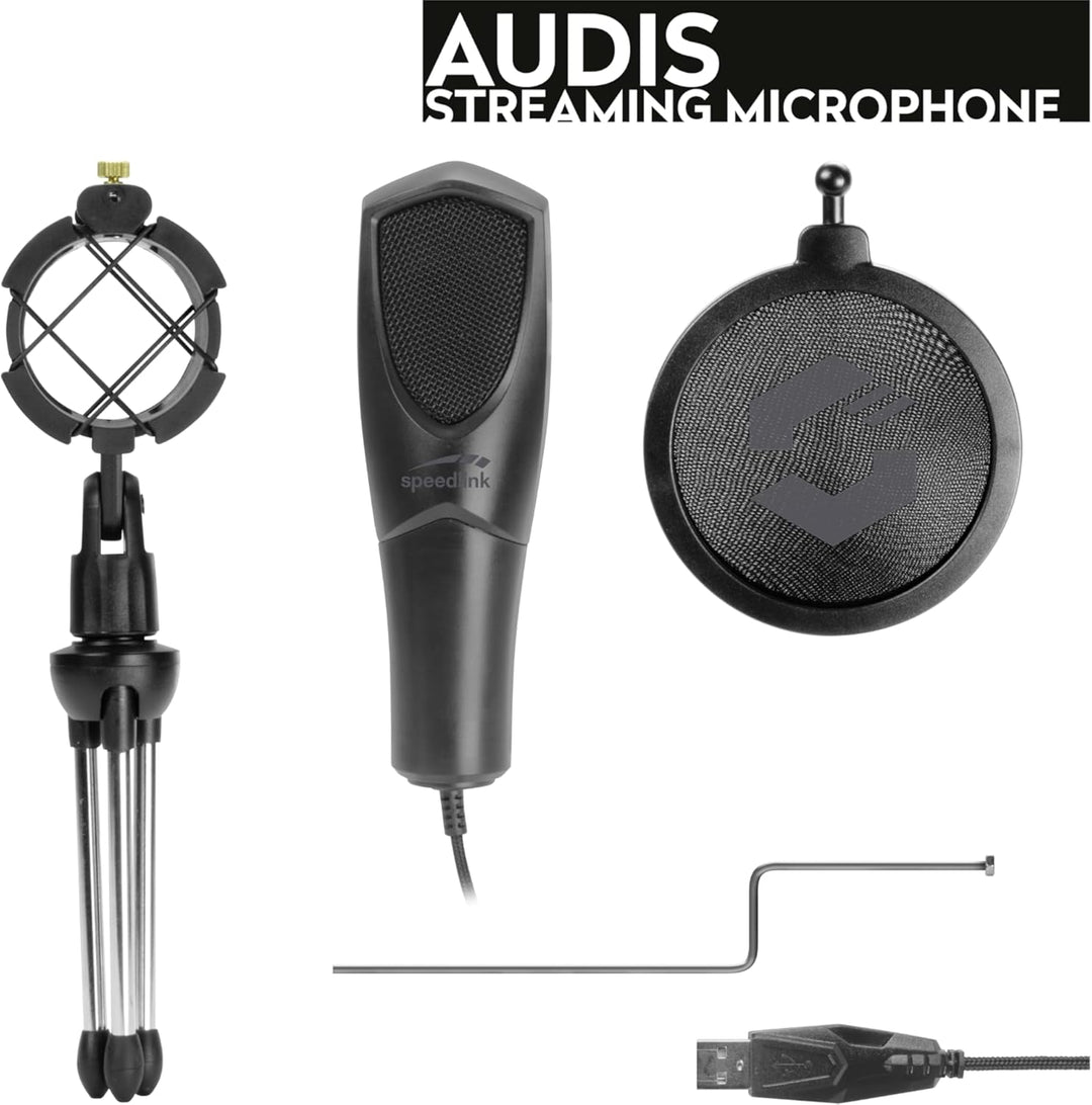Speedlink AUDIS Desktop Streaming Mikrofon USB für PC - Standmikrofon Gaming Mikrofon mit USB Anschl
