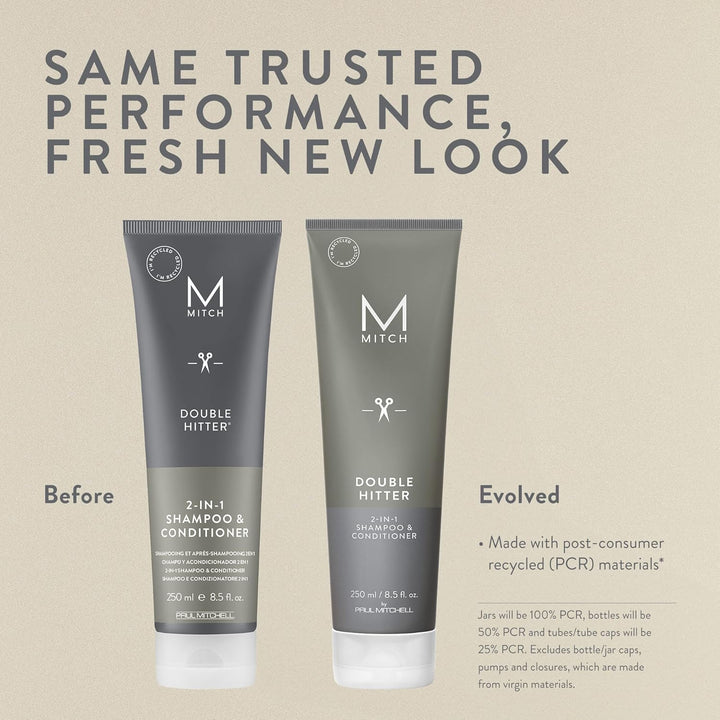 Paul Mitchell MITCH Double Hitter Shampoo & Conditioner - 2-in-1 Deep Cleansing Shampoo für Männer,