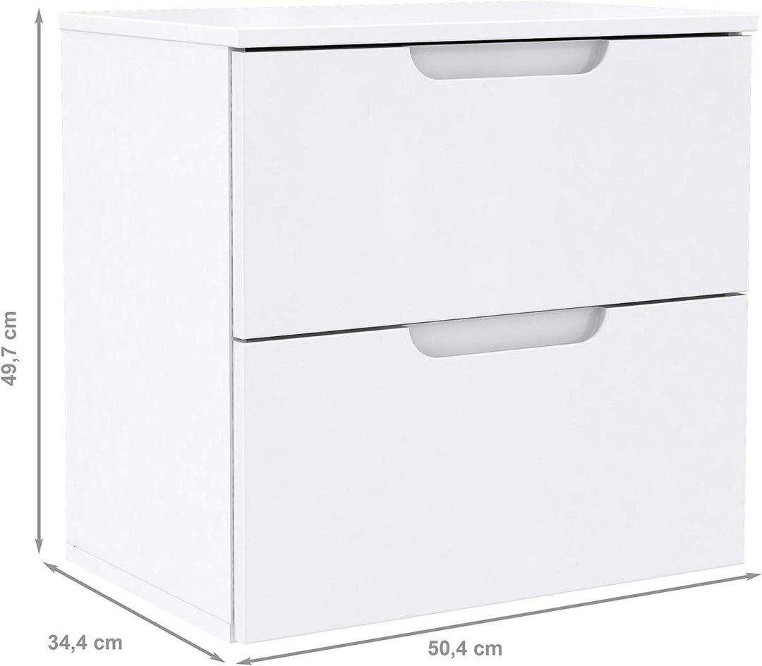 FORTE Sienna Nachttisch mit 2 Schubladen, Holzwerkstoff, 14 x 49,7 x 50,4 cm
