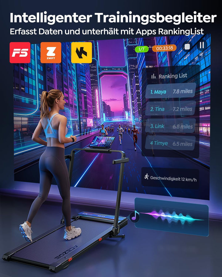 laufband für Zuhause mit Neigung, 6 IN 1 Walking Pad mit 0~15% Automatischer Steigung, 3.0HP Klappba