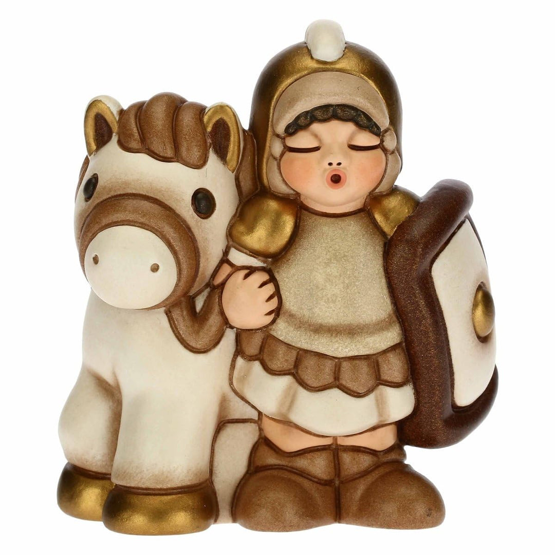 THUN - Figur Soldat Krippe mit Pferd - Weihnachtsdekoration Haus - Klassische Krippe, weisse Variant
