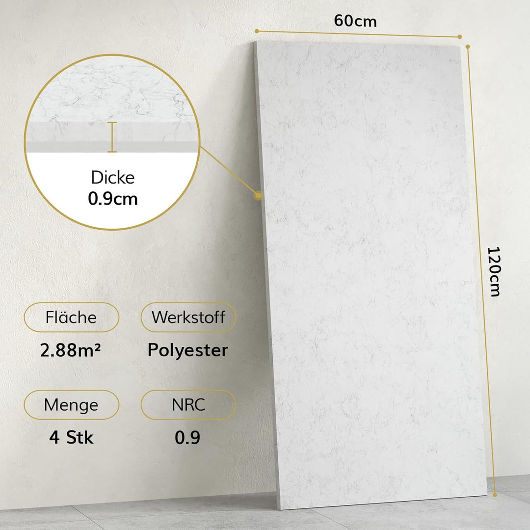 TONOR 4 Pack Akustikpaneele selbstklebend, 120x60x0.9 cm Wandpaneele selbstklebend für Schalldämmung