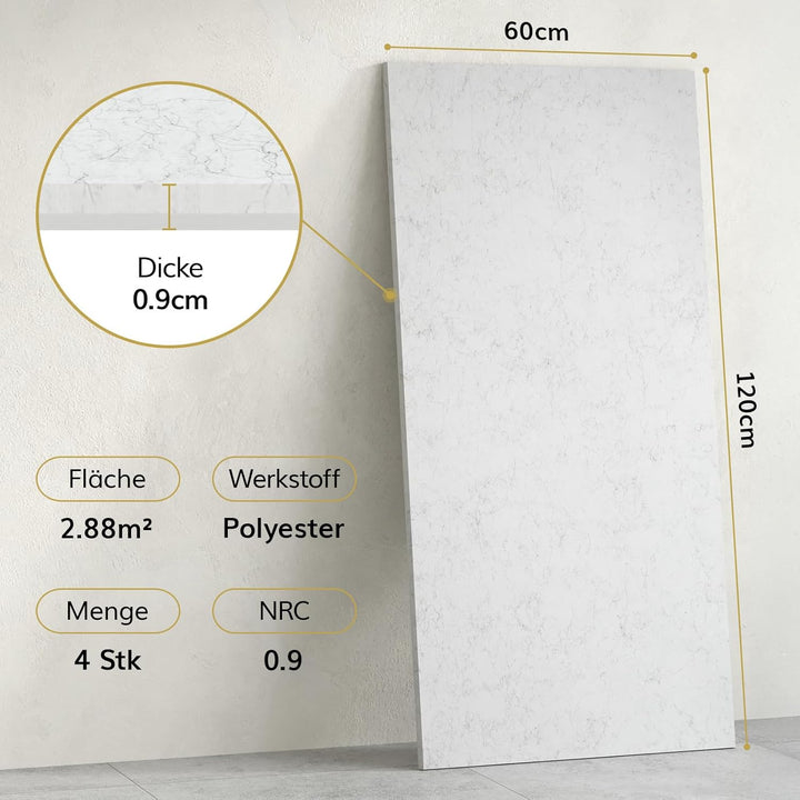 TONOR 4 Pack Akustikpaneele selbstklebend, 120x60x0.9 cm Wandpaneele selbstklebend für Schalldämmung