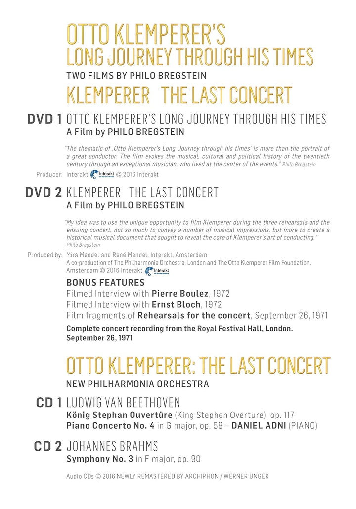 Otto Klemperer´s Long Journey through Times / The Last Concert, DVD