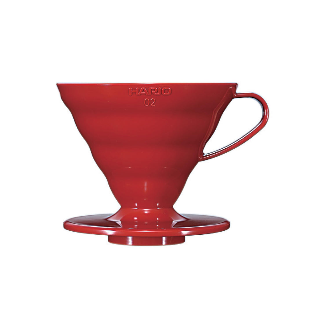 HARIO VDR-02R V60 Transparenter Kaffee-Tropfer, 02, rot, Kaffee-Tropfen für 1-4 Tassen, Rot/Ausflug,