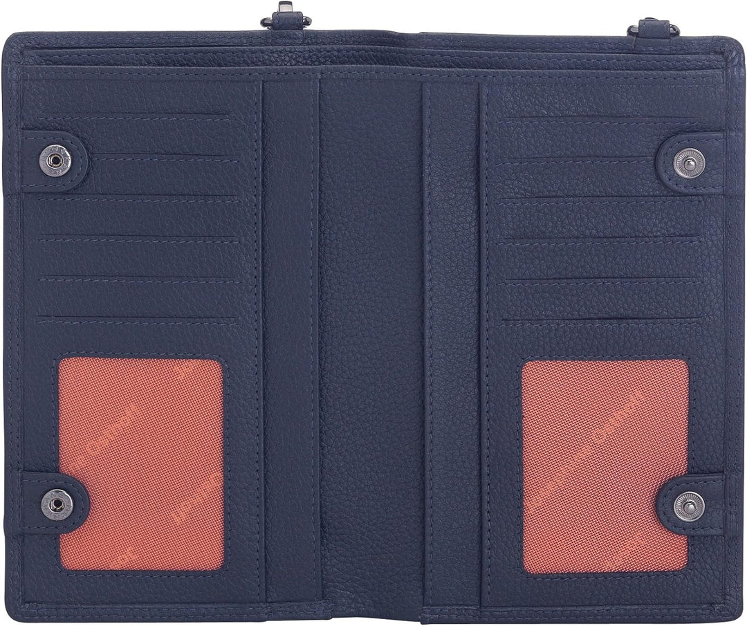 Josephine Osthoff Handy Umhängetasche mit Geldbörse, handgemacht aus 100% Echtleder, Clutch für Dame