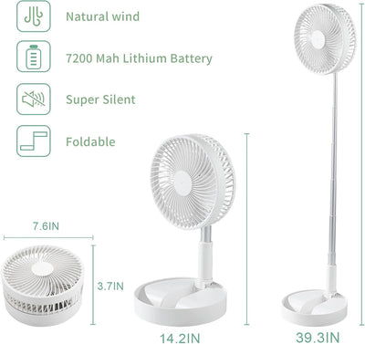 BESTBOMG Standventilator Leise Ventilator mit Fernbedienung, Tragbarer Faltbarer Teleskopventilator,