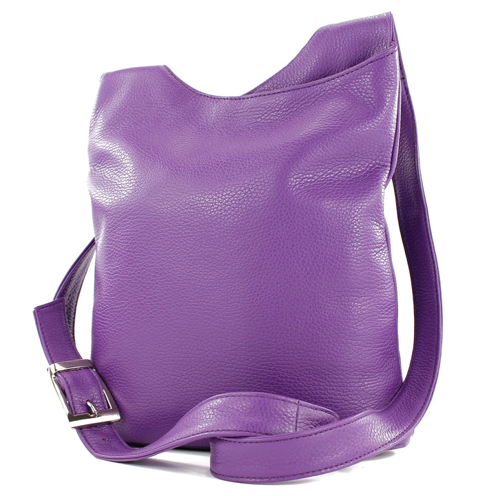 modamoda de - T221 - ital. Umhängetasche Schultertasche Medium aus Leder Lila, Lila