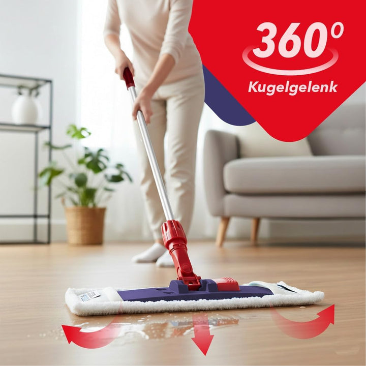 G.I.V. Bodenwischer Moppstange Aluminium 140cm mit Rändelhandgriff + 40cm Klapphalter mit Trittmecha