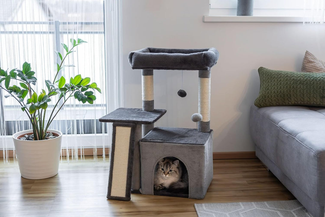Kerbl Pet Kratzbaum Rosalie, grau, 76 cm, Katzenkratzbaum, Kratzbrett, Holz, Katzen, Kitten, Rosalie