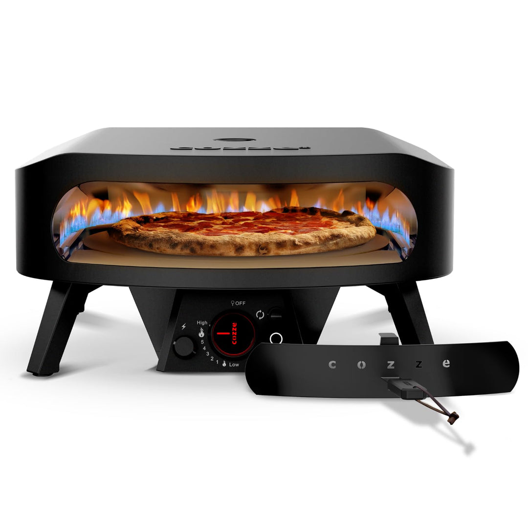 cozze Pizzaofen, Gas, Rotationsstein, 43 cm, Schwarz, Ø 43 cm, Pizzaofen für den Aussenbereich, 600