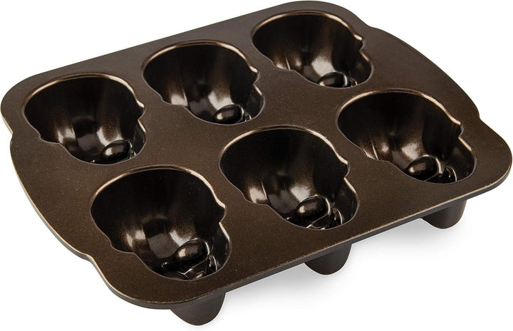 Nordic Ware Spuk Totenkopf-Muffins, Aluminium, Bronze, Haunted Skull Cakelet Pan Pfanne, Pfanne