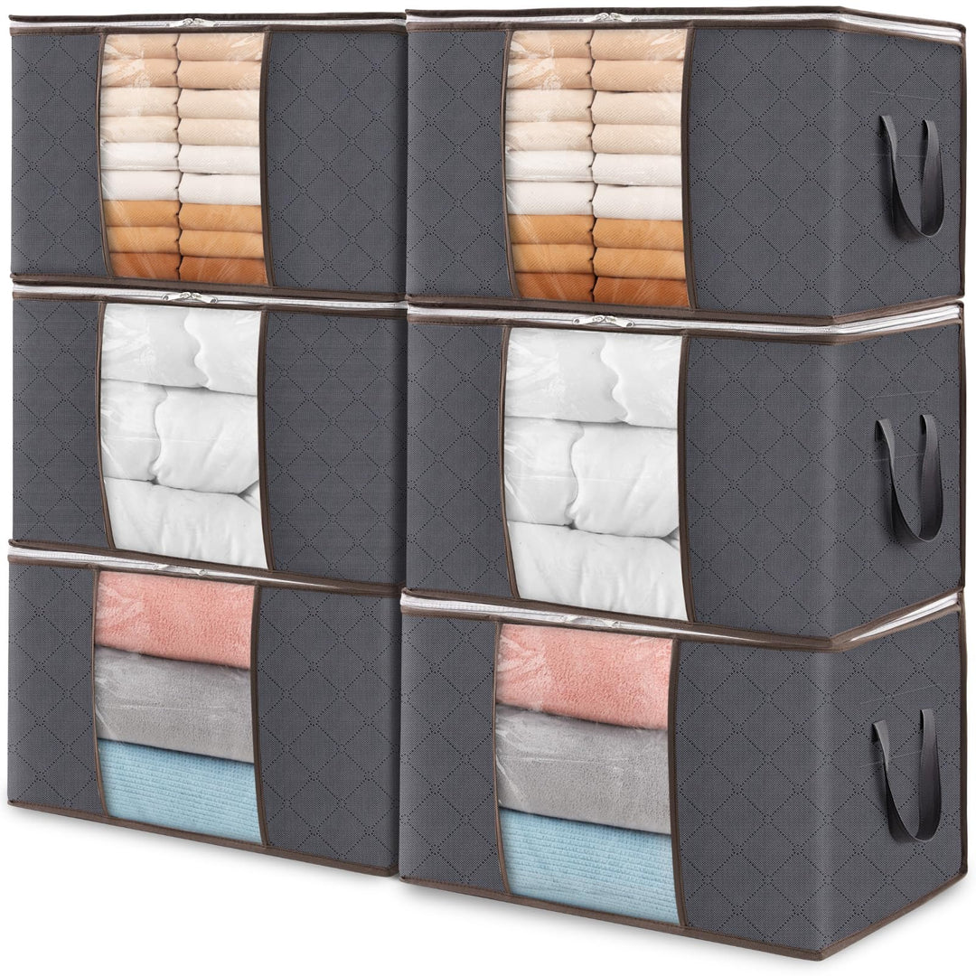 Lifewit 6 Stück Aufbewahrungstasche, Aufbewahrungsbox mit Deckel, Kleiderschrank Organizer Faltbare