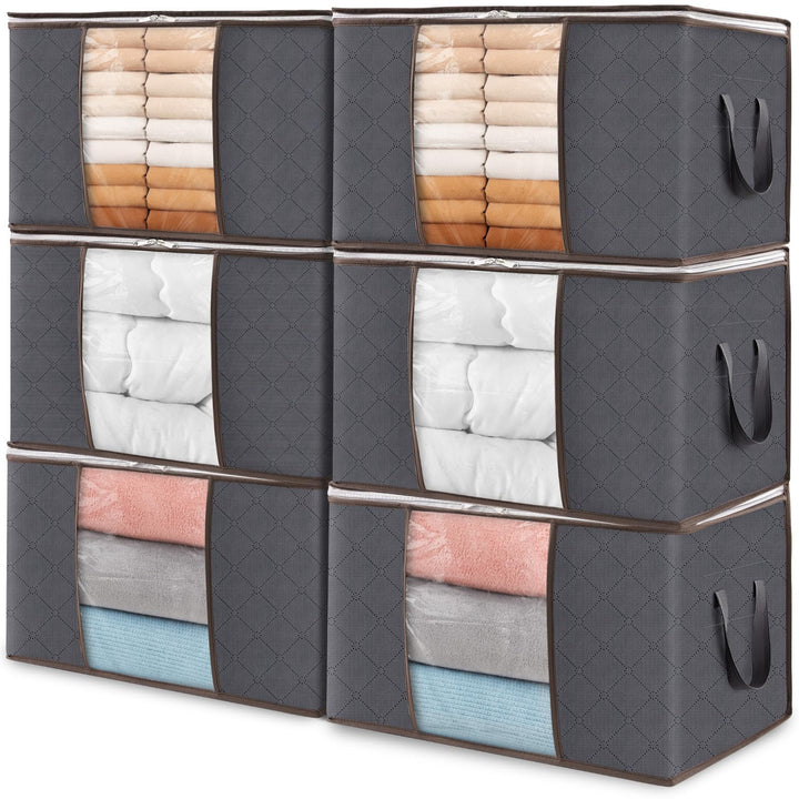 Lifewit 6 Stück Aufbewahrungstasche, Aufbewahrungsbox mit Deckel, Kleiderschrank Organizer Faltbare