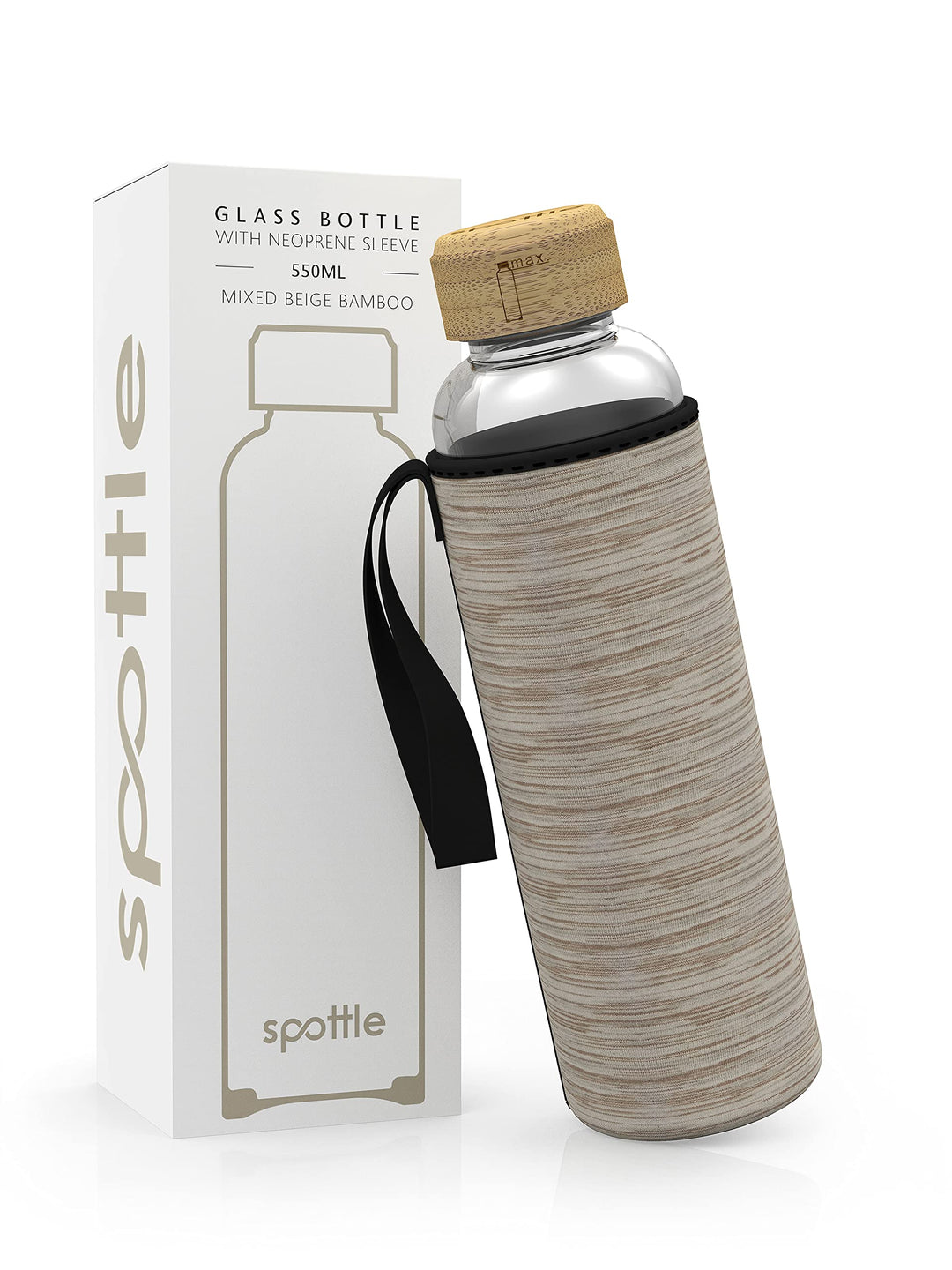 spottle Trinkflasche aus Glas 1l - Glasflasche 500ml - 750ml - 1 liter mit Neoprenhülle/Schutzhülle