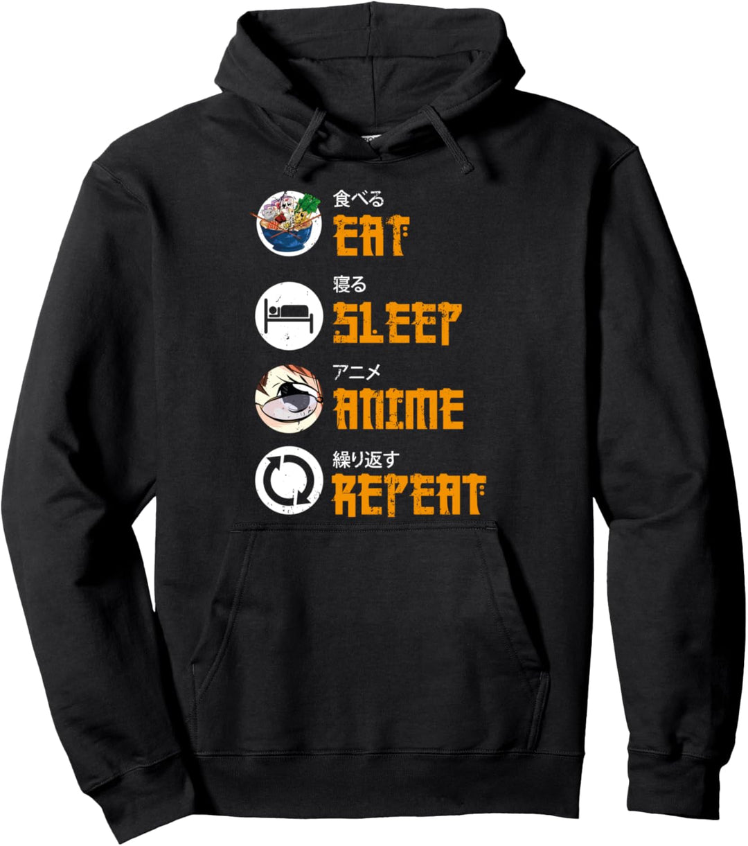 Essen Schlafen Anime Wiederholen Ramen Otaku Anime Pullover Hoodie