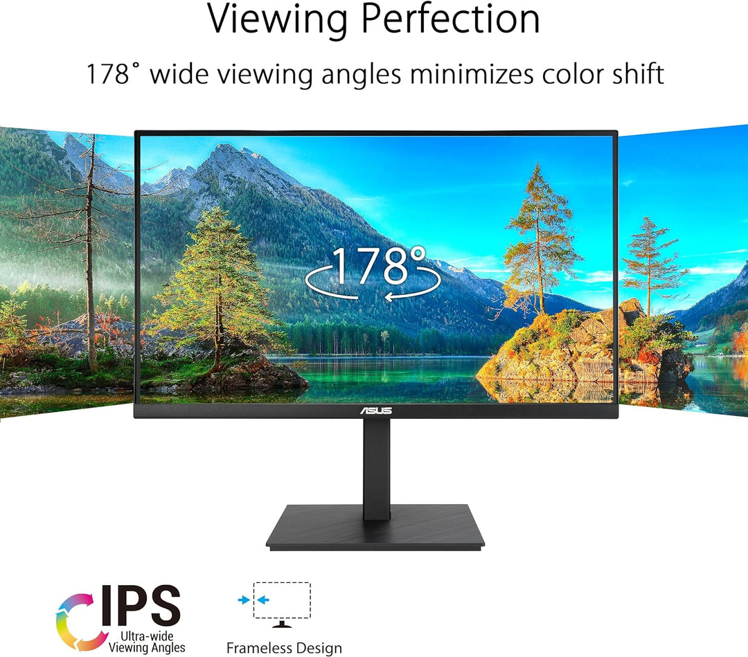 ASUS Business VA27ACFSN - 27 WQHD Monitor - Rahmenlos, ergonomisch, Flicker-Free, Blaulichtfilter, A