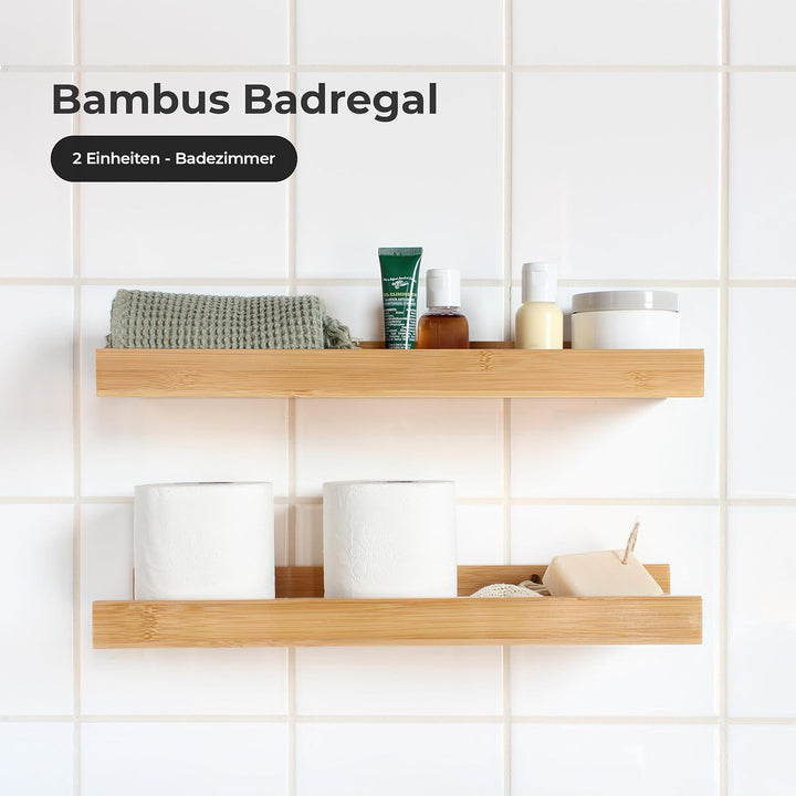Badregal | Ohne Bohren (Selbstklebend) | Wandregal ohne Bohren für Badezimmer Küche Wohnzimmer | Kle