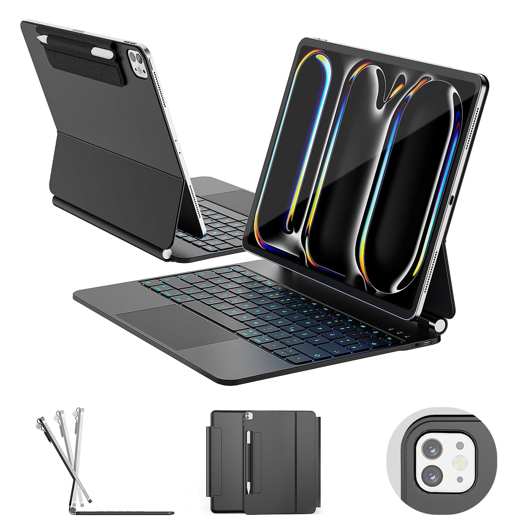 RAYMCRAFT für iPad Pro 13 Zoll (M5/M4, 2025/2024) Hülle mit Tastatur, Magic-Tastatur mit Stifthalter
