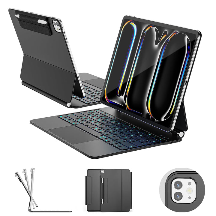 RAYMCRAFT für iPad Pro 13 Zoll (M5/M4, 2025/2024) Hülle mit Tastatur, Magic-Tastatur mit Stifthalter