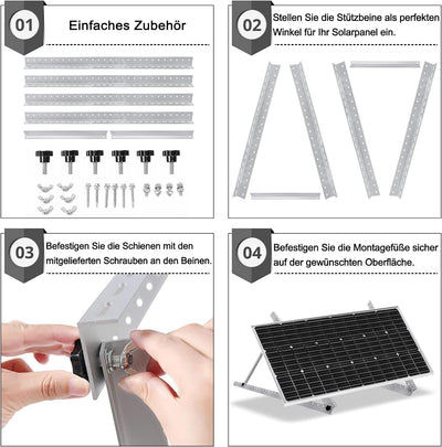 Aufun Solarmodul Halterung 104cm, 1 Paar Universal Solarpanel Halterung 41 zoll, Halterung Balkonkra