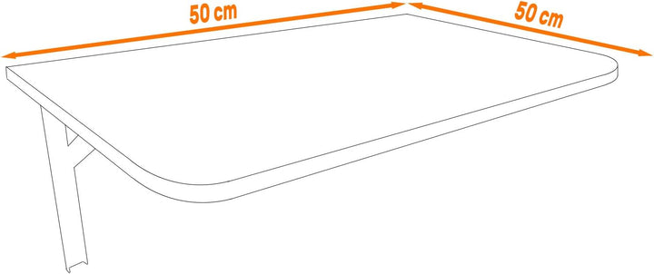 AKKE Klapptisch Wandklapptisch Esstisch - Klappbar Faltbar Platzsparend - Abgerundete Ecken - 50cm x
