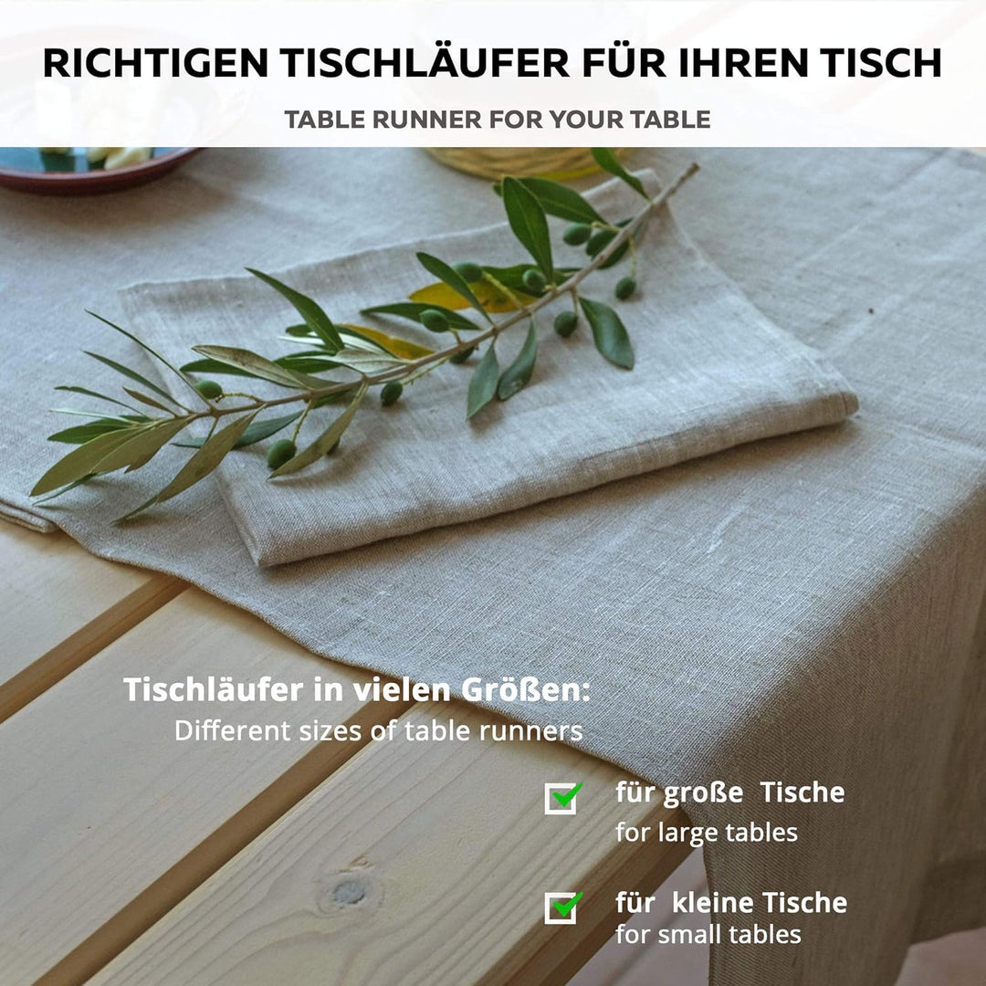 Varvara Home Leinen Tischläufer | Tischband Tischtuch | Stilvoll, Strapazierfähig, 100% Leinen, 45 x
