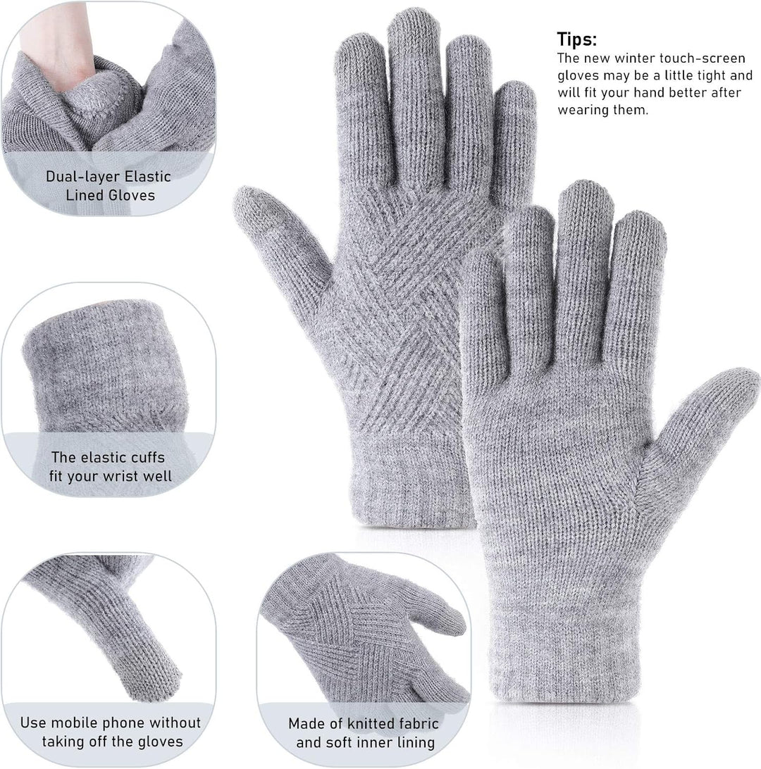 SATINIOR 2 Paar Damen Winterhandschuhe Gestrickte Touchscreen Finger Doppelschichtige Elastische Han