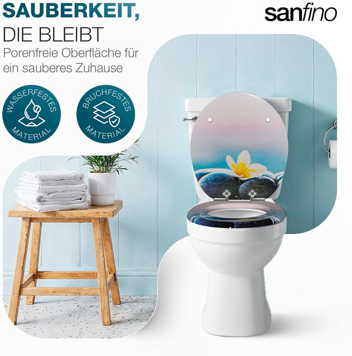 Premium WC Sitz mit Absenkautomatik – hochwertige Toilettendeckel aus Holz, viele bunte Motive, hohe