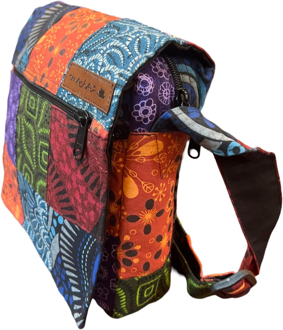 Damen Baumwolle Umhängetasche Indische Ethno Stil Boho Maliprint Tasche Baumwolle satche l mit Klapp