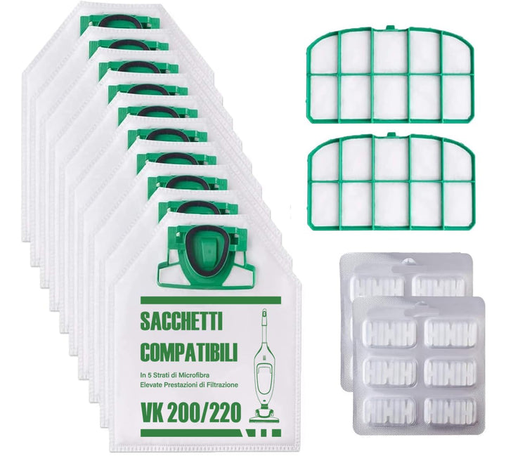 12 Stück Staubsaugerbeutel und 2 Fliter + 2 für Vorwerk VK200 FP200 Staubsaugerbeutel vk 200, 12