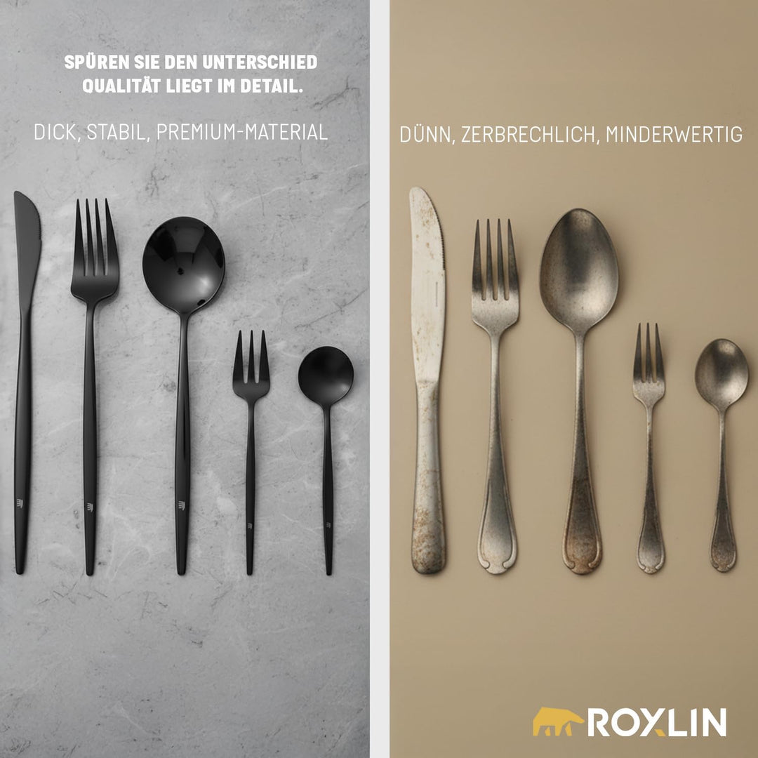 Premium Besteckset, 30-teilig, Gold, Edelstahl, Spülmaschinenfest, Elegantes Design, Tafelbesteck fü