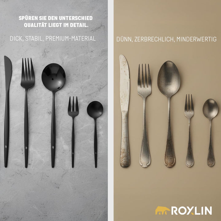 Premium Besteckset, 30-teilig, Gold, Edelstahl, Spülmaschinenfest, Elegantes Design, Tafelbesteck fü