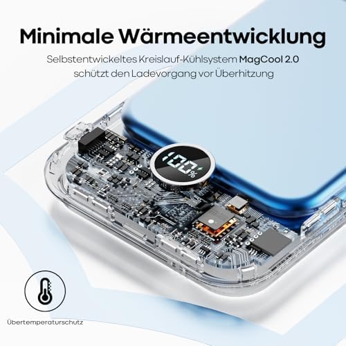 iWALK Mag Safe PowerBank Kabellose Powerbank 10000mAh, 30W Schnellaufladung mit LED und USB-C Ladeka