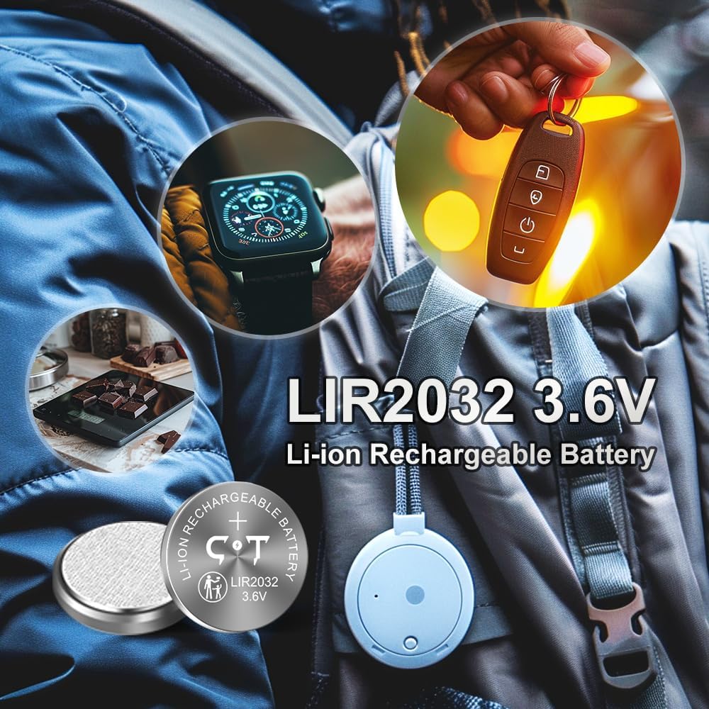 Lir2032 Münzenbatterielader mit 2 Stück aufladbaren 3,6 V 2032 Knopfbatterien für aufladbare 2032 16