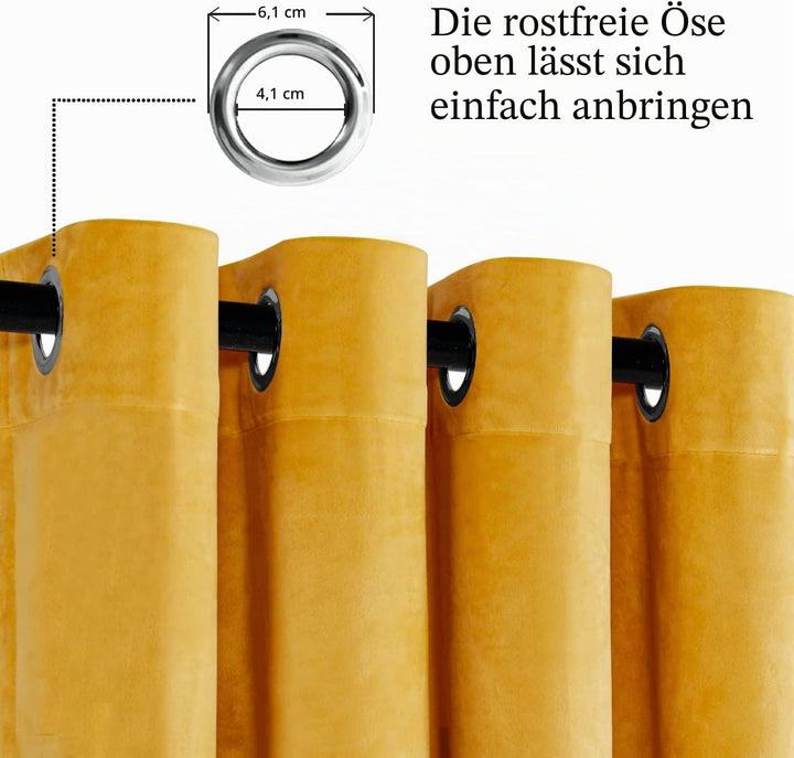 JIUZHEN Verdunklungsvorhang aus Samt,2er Set weiche blickdichte Gardinen mit Ösen für Schlafzimmer,1