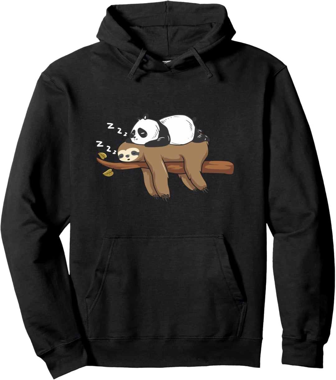 Panda Schlafen auf Faultier | Panda Faultier Pullover Hoodie