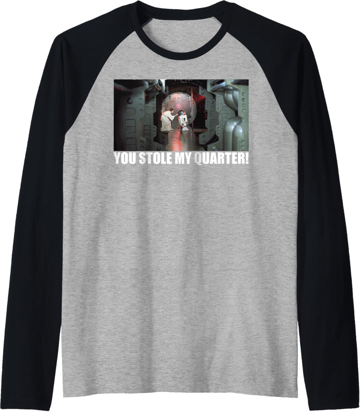 Star Wars Princess Leia & R2-D2 You Stole My Quarter Raglan