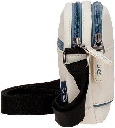 Reebok Cincinnati Umhängetasche Zwei Fächer Weiss 12x16x3,5 cm Kunstleder Bandolera Dos Compartiment
