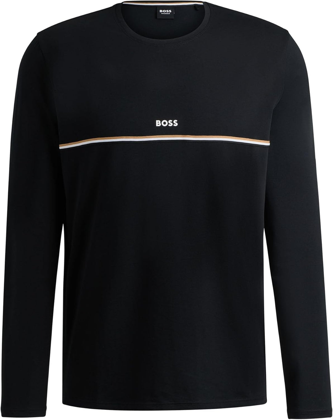BOSS Herren Unique LS-Shirt Pyjama-Shirt aus Stretch-Baumwolle mit Signature-Streifen und Logo L Bla