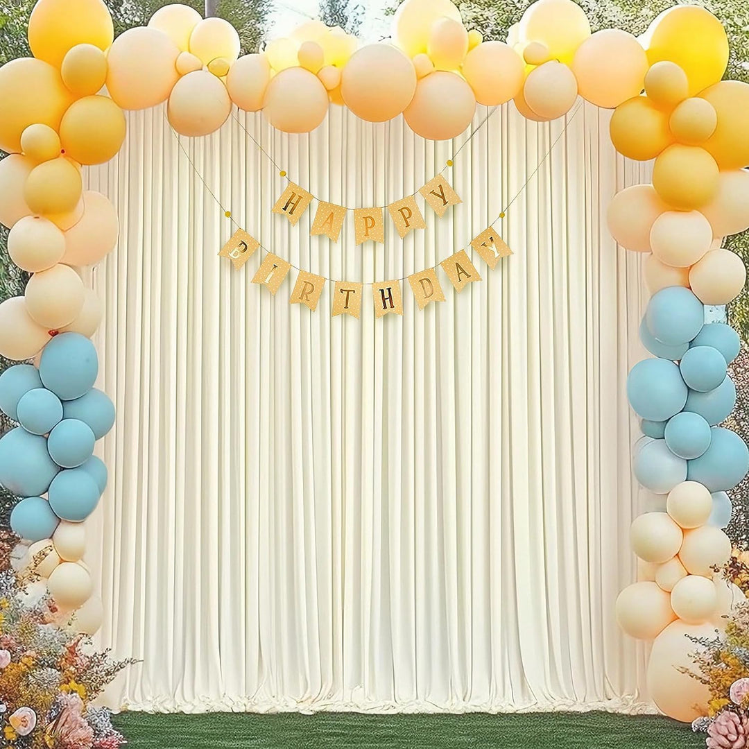 3×3 m Elfenbein Hochzeit Hintergrund Vorhang, 2 Platten 1,5×3 m Faltenfreie seidige Glatte Polyester
