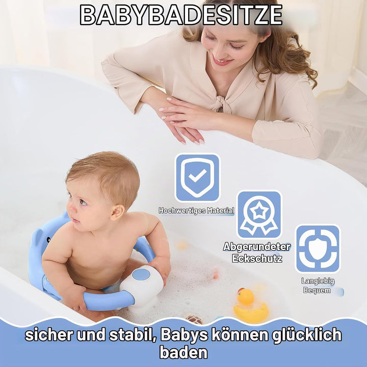 Badewannensitz Baby ab 6 Monate, Bär Rutschfester Badesitz Baby mit 4 Saugnäpfen und Kissen für Klei