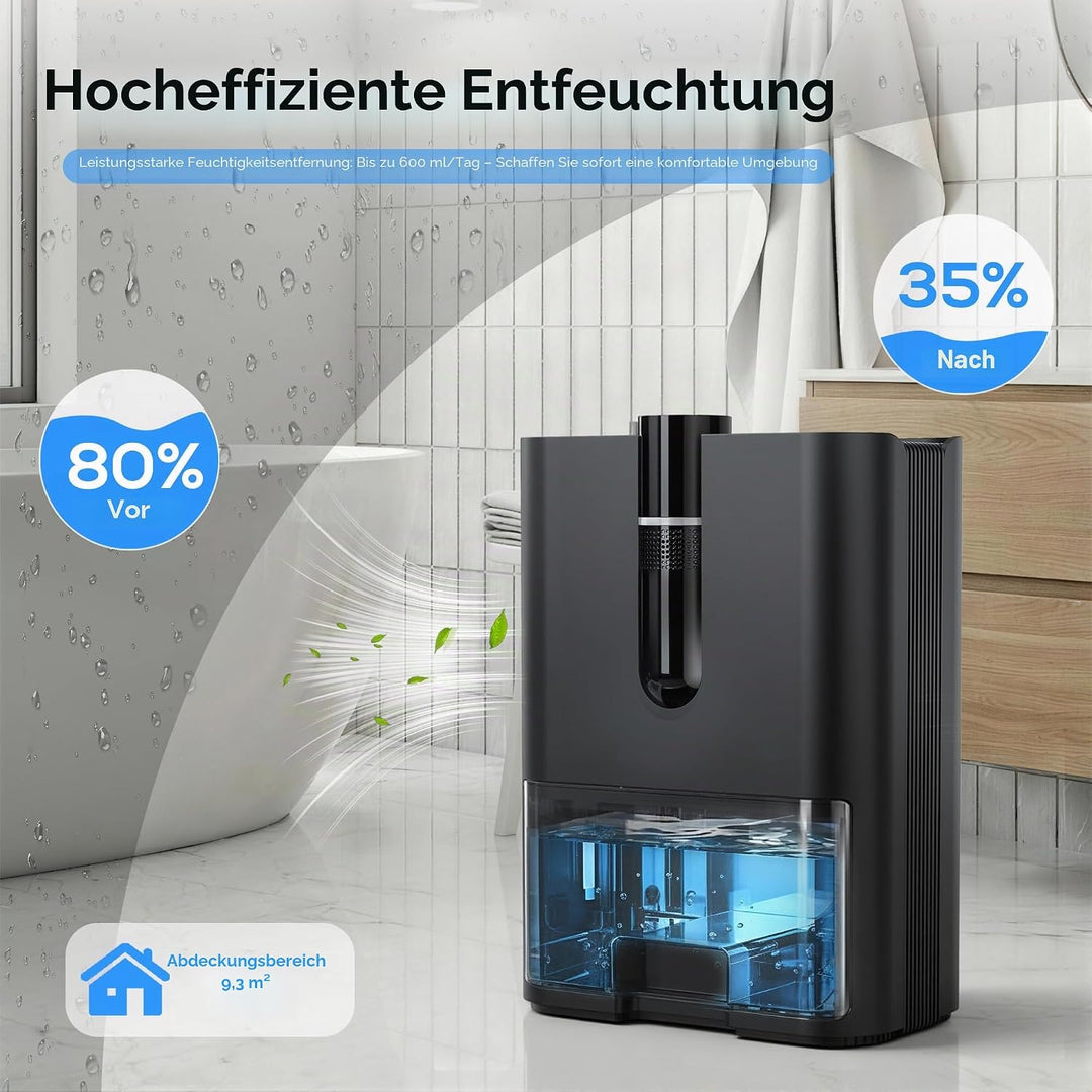 Luftentfeuchter, 2500ML Luftentfeuchter Elektrisch Leise Raumluftentfeuchter mit Ablaufschlauch, Aut
