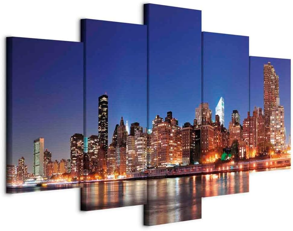 murando - Wandbilder XXL New York 225x112cm 5 tlg - Wand Deko Leinwand Bilder Gross Wanddeko Wohnzim