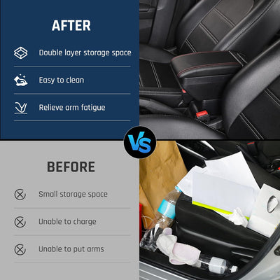 KAERGK Auto Armlehne für Suzuki Ignis 2016-2023 Doppelschicht Mittelkonsole Grosse Aufbewahrungsbox