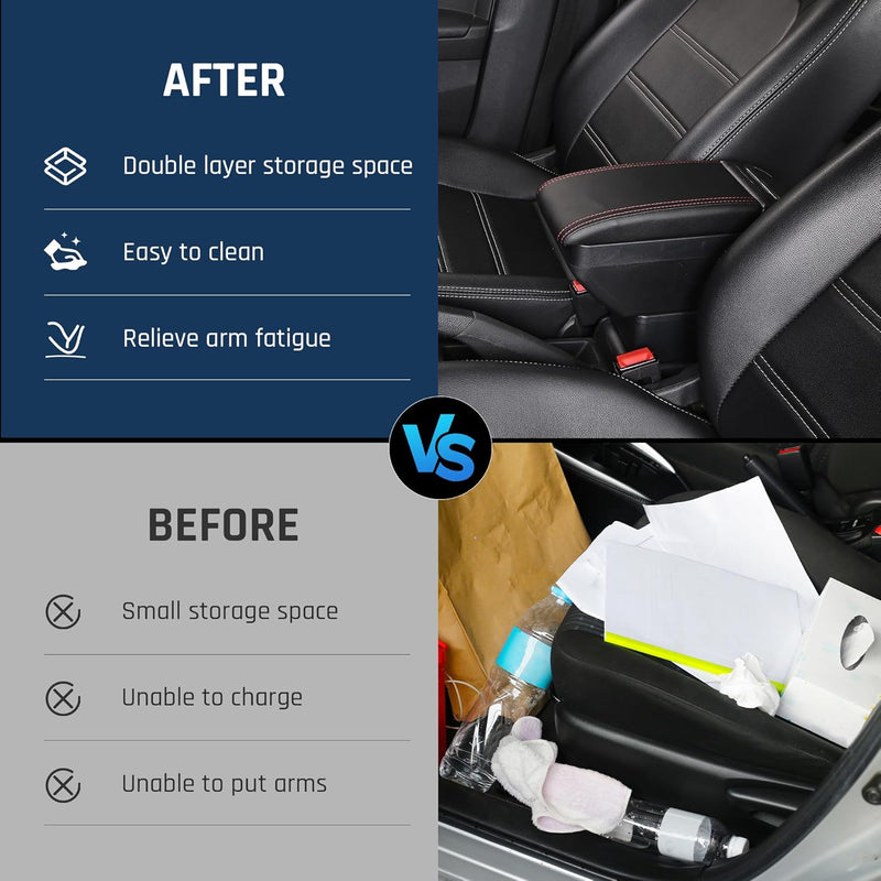KAERGK Auto Armlehne für Suzuki Ignis 2016-2023 Doppelschicht Mittelkonsole Grosse Aufbewahrungsbox