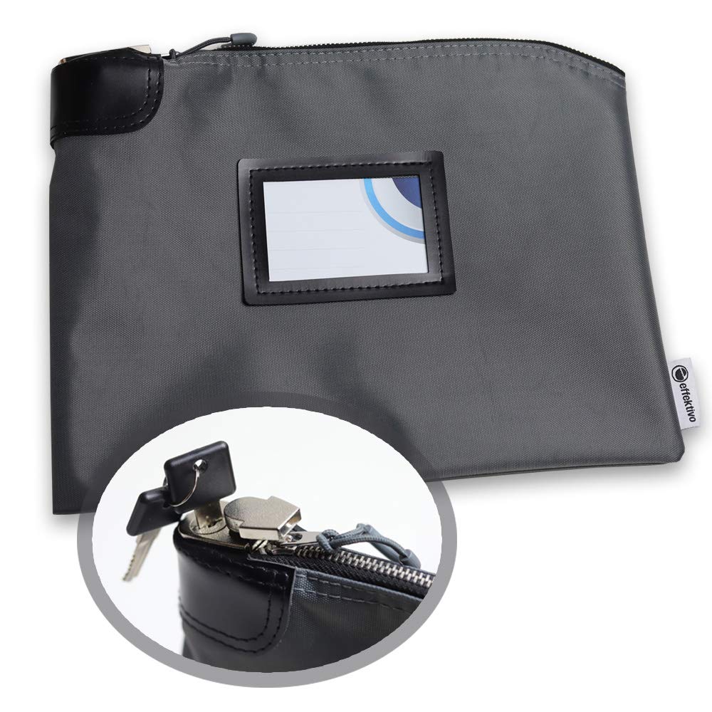 effektivo Verschliessbare Banktasche mit Schloss und 2 Schlüsseln Geldtasche abschliessbar A5 mit Re